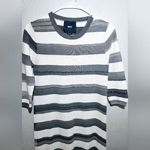 Maeve Maxi Dress Women’s Medium Gray Knit Ombre Striped 3/4 Sleeves